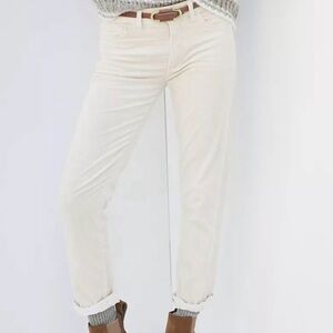 Pilcro Relaxed Straight Leg Boyfriend Corduroy Pants in Winter White Ivory